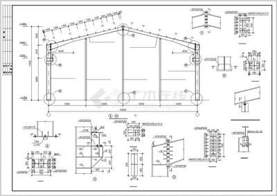 房屋鋼結(jié)構(gòu)設(shè)計(jì)圖（單層廠房鋼架輕型房屋鋼結(jié)構(gòu)設(shè)計(jì)圖通常包括屋頂平面圖、大樣圖等）